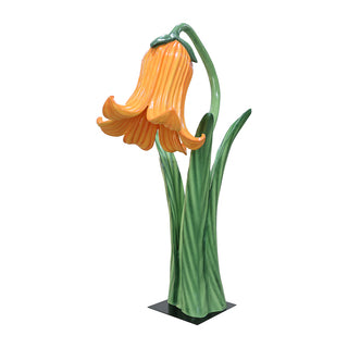Flower In Metal Plate (Orange)