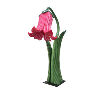 Flower In Metal Plate (Pink)