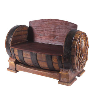 Barrel Bench With Carving
