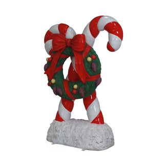 Candy Cane With Wreath 72"