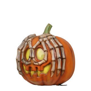 PUMPKIN WITH SKELETON HANDS w. light