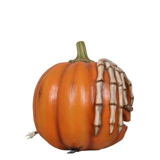 PUMPKIN WITH SKELETON HANDS w. light